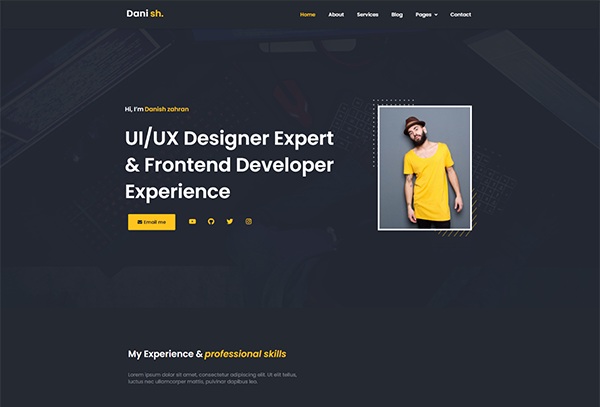 Danish - Personal Portfolio & Resume Elementor Template Kit