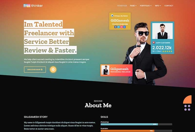 Freethinker - Freelancer & Portfolio Elementor Template Kit