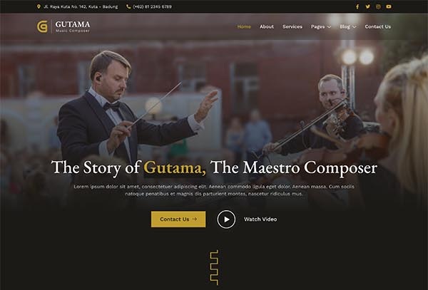 Gutama – Music Composer & Producer Elementor Template Kit