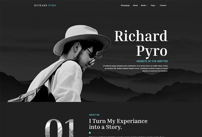 Pyro - Writer portfolio Elementor Template Kit