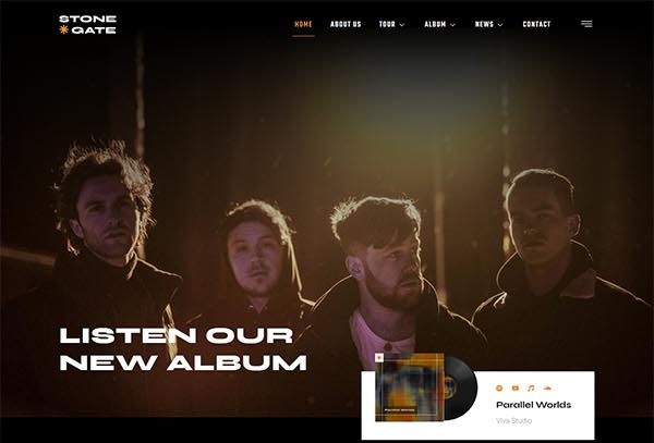 Stonegate – Music Band & Musician Elementor Template Kit