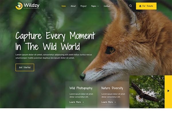 Wildzy – Wildlife Photography Elementor Template Kit