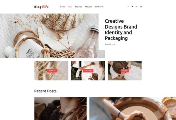 Ancorathemes Blog4life - Personal Creative Blog & Magazine Elementor Template Kit