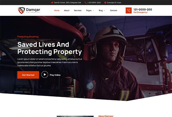 Damqar – Firefighter & Fire Department Elementor Template Kit
