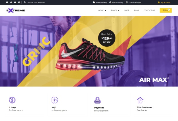 Extreme - Running Sports Shoes & Clothes Elementor Template Kit