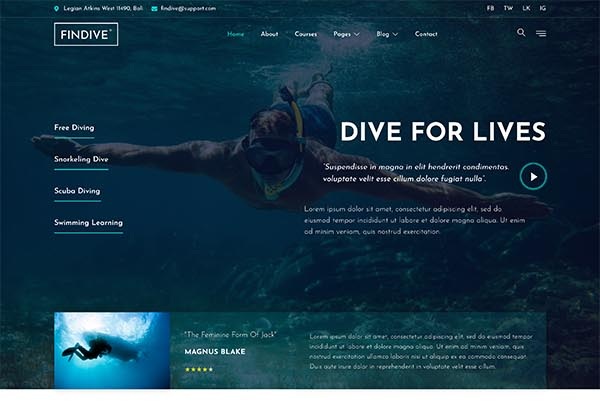 Findive – Scuba Diving & Water Sports Elementor Template Kit