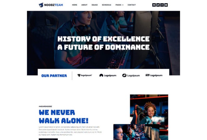 Noobz - Esports Elementor Template Kit
