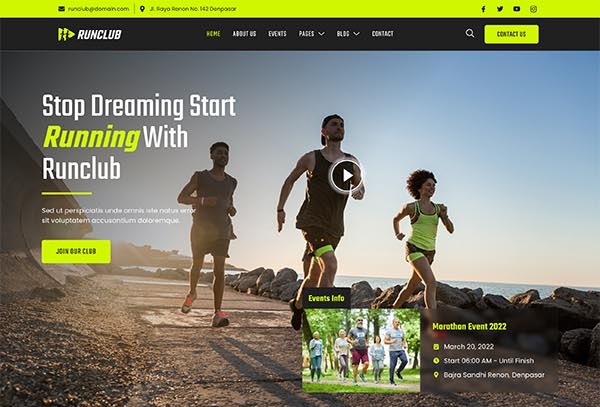 Runclub – Running Club, Marathon & Sports Elementor Template Kit