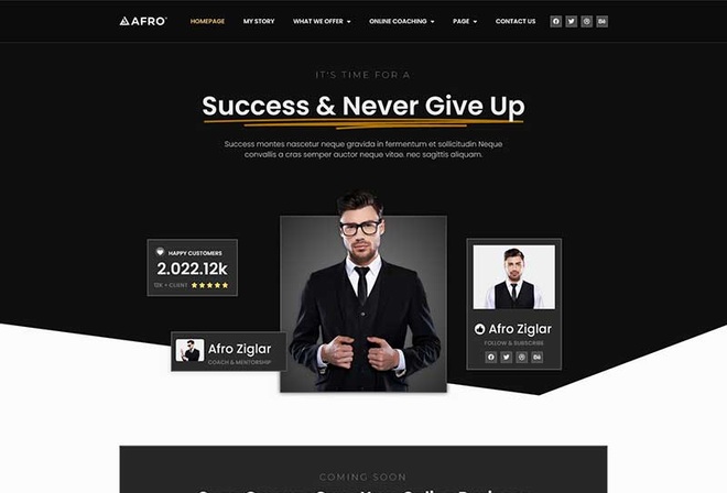 AFRO - Mentorship & Coaching Online Elementor Template Kit