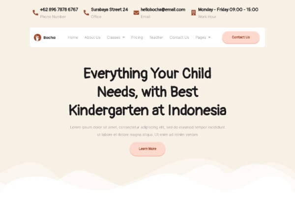 Bocha - Childcare Elementor Kit