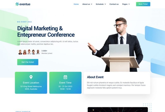 Eventue - Template kit for Event Agency