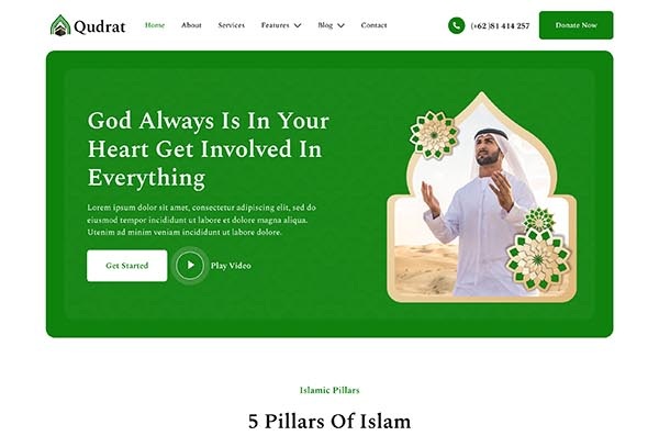 Qudrat – Islamic Center & Mosque Elementor Template Kit