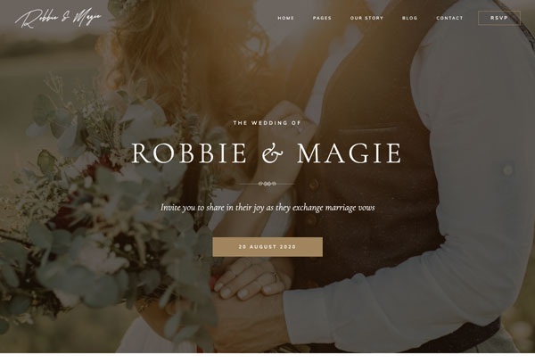 Robbie&Maggie - Wedding Event Invitation Elementor Template Kit