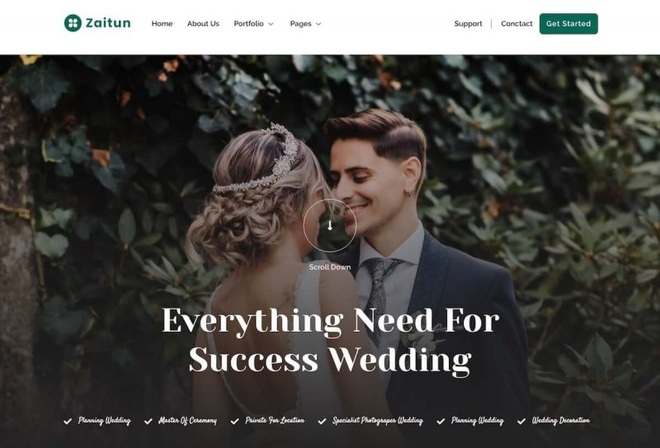 Zaitun - Wedding Organizer Elementor Template Kit