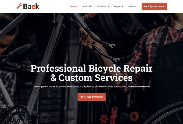 Baek - Bicycle Repair & Services Template Kit
