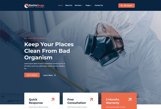 BattleBugs - Pest Control Service Elementor Template Kit