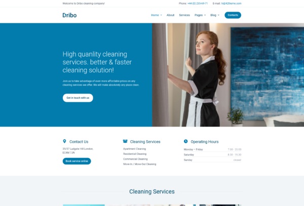 Dribo — Cleaning Company Template Kit for Elementor