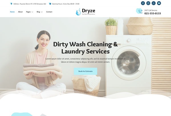 Dryze – Dry Cleaning & Laundry Service Elementor Template Kit