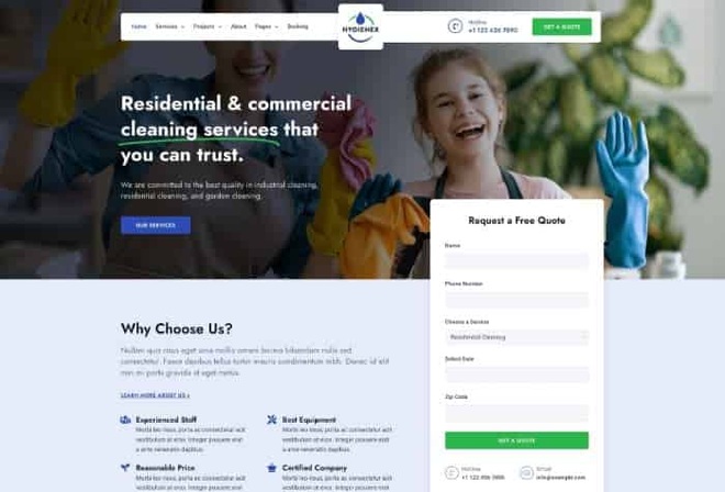 Hygienex - Cleaning Services Elementor Template Kit