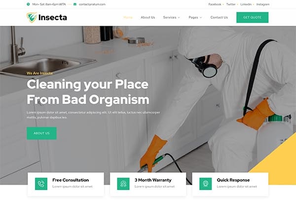 Insecta – Pest Control and Disinfection Elementor Template Kit