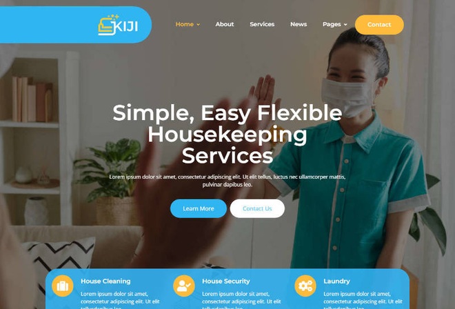 Kiji - Houskeeping & Cleaning Services Elementor Template Kit