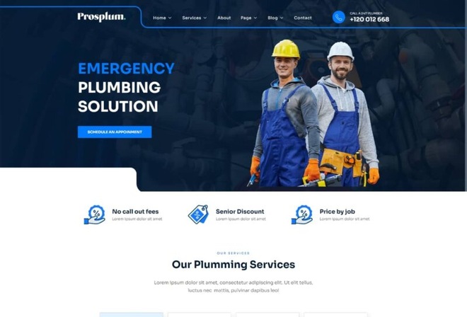 Prosplum - Plumbing Services Elementor Template Kit