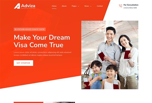 Adviza – Immigration & Visa Consulting Elementor Template Kit