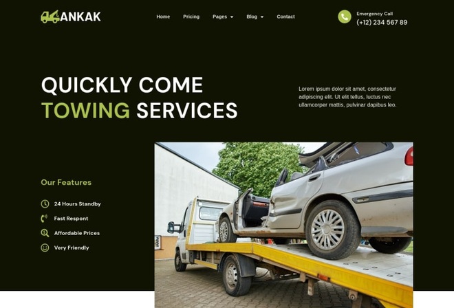 Ankak - Towing Services Elementor Template Kit
