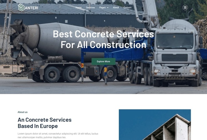 Anteri - Concrete Services Elementor Template Kit