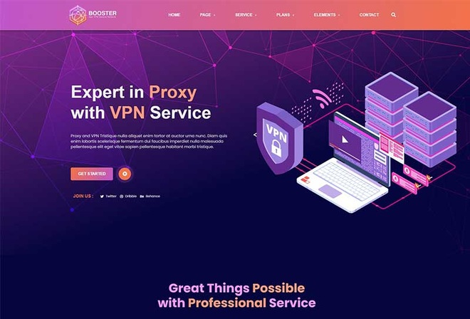 Booster - Proxy & App VPN Service Elementor Template Kit