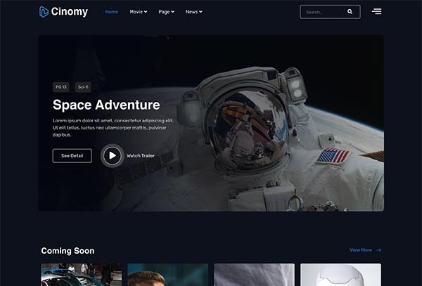 Cinomy – Movie, TV Shows and Online Cinema Elementor Template Kit