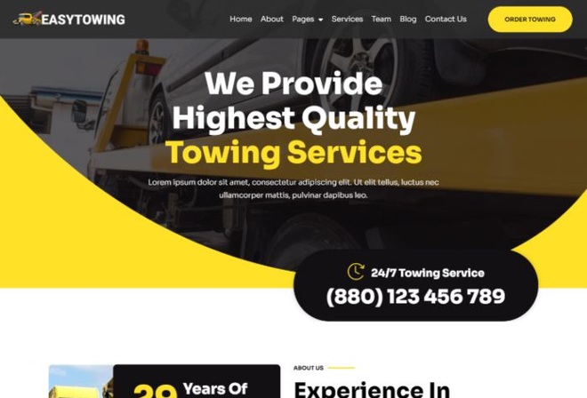EasyTowing - Emergency Towing Service Elementor Template Kit