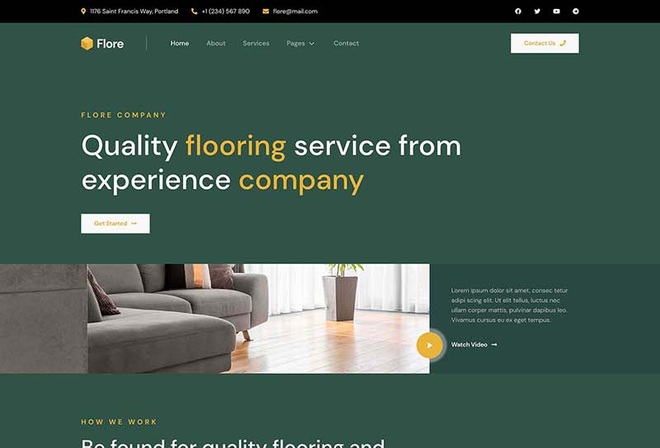 Flore - Flooring, Paving & Tiling Services Elementor Template Kit