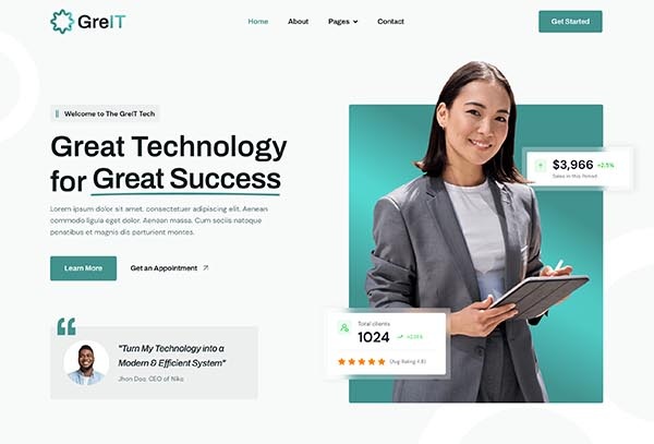 GreIT – IT Solutions & Tech Company Elementor Template Kit