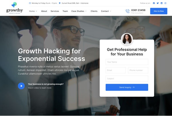 Growthy – Growth Hacking & Marketing Agency Elementor Template Kit