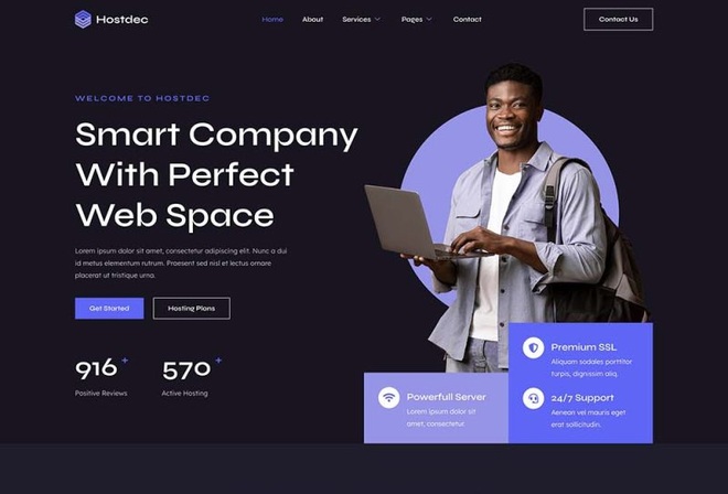 Hostdec - Website Hosting Services Elementor Template Kit