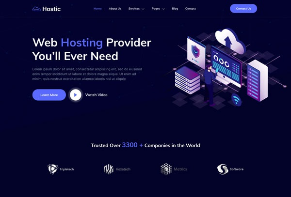 Hostic – Web Hosting Company Elementor Template Kit