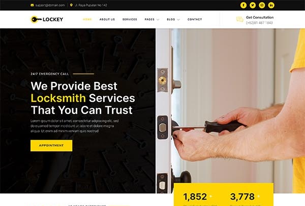 Lockey – Locksmith and Key Maker Service Elementor Template Kit