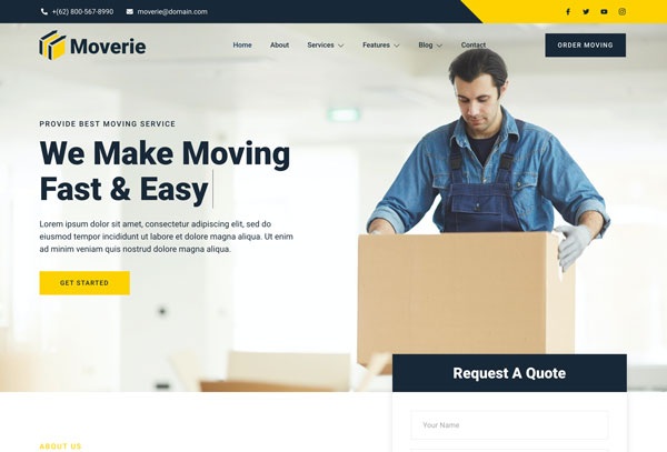 Moverie – Movers & Packers Service Elementor Template Kit