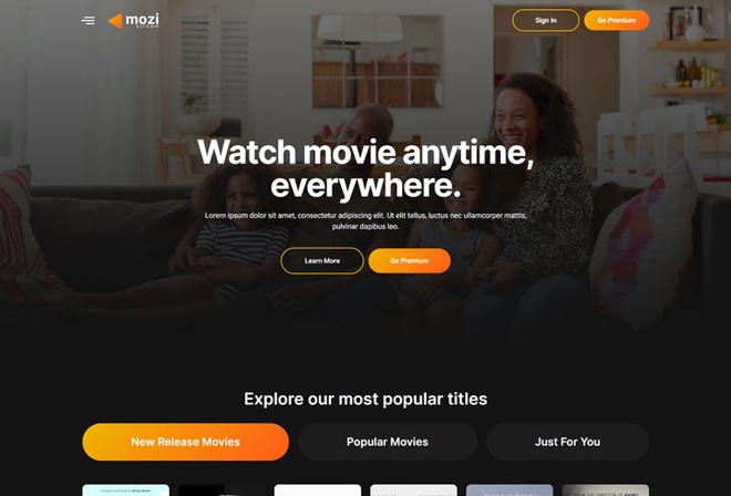 Mozi - template kit for movie streaming service