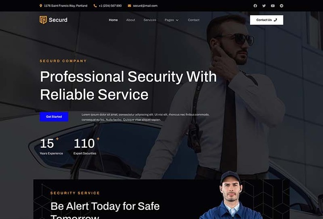 Securd - Security Agency & Bodyguard Elementor Template Kit