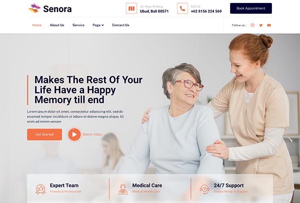 Senora – Senior Care Services Elementor Template Kit
