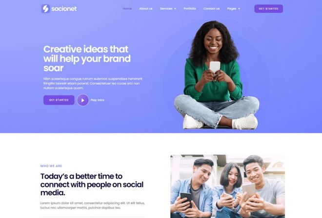 Socionet - Template kit for Social Media Marketing