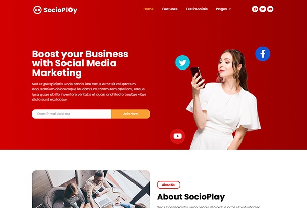 Socioplay - Social Media Marketing Elementor Template Kit