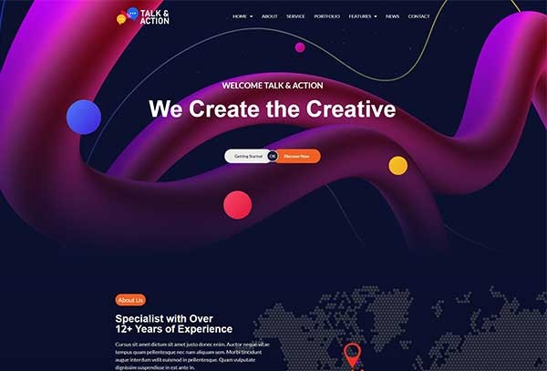 Talk & Action - Colorful Digital Agency Elementor Template Kit