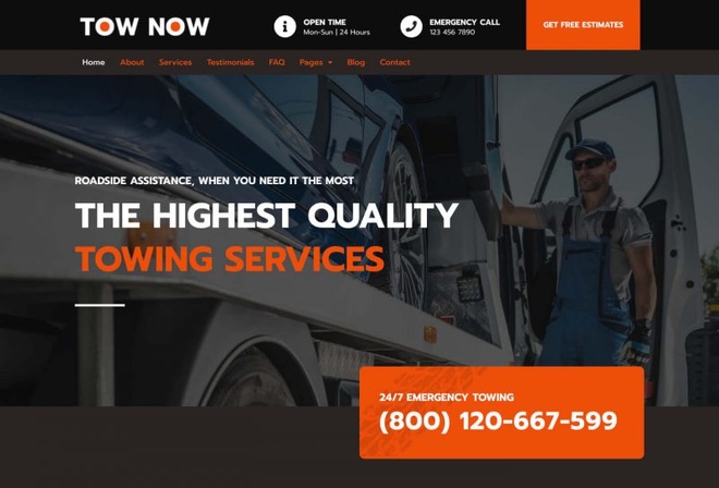 Tow Now - Towing Services Elementor Template Kit