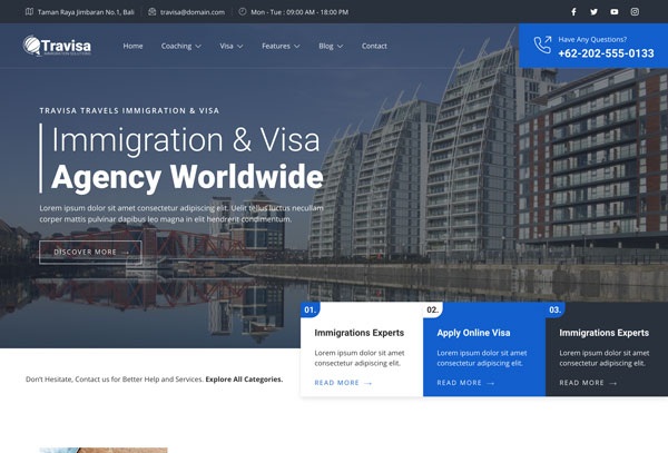 Travisa – Immigration & Visa Consulting Elementor Template Kit