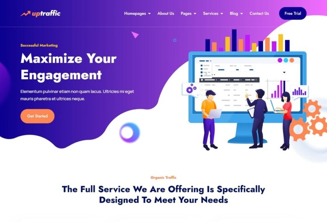 Uptraffic - Digital Marketing Agency Elementor Template Kit