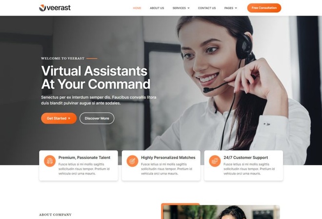 Veerast - Template Kit for Virtual Assistant Service