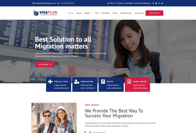 VisaPlan - Immigration and Visa Consulting Elementor Template Kit
